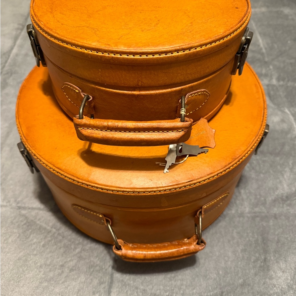 Vintage Leather Hat Boxes